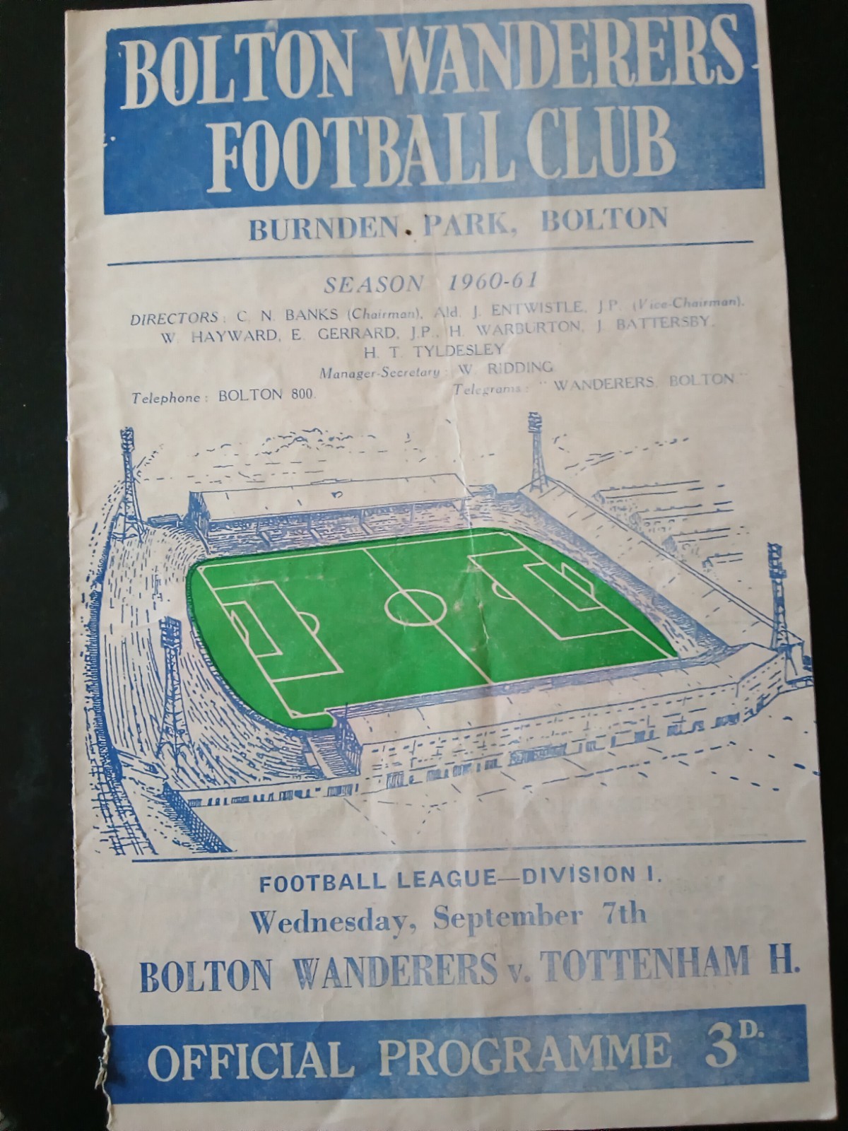 Bolton v Tottenham 1960/61 Double season for sale on Ebay