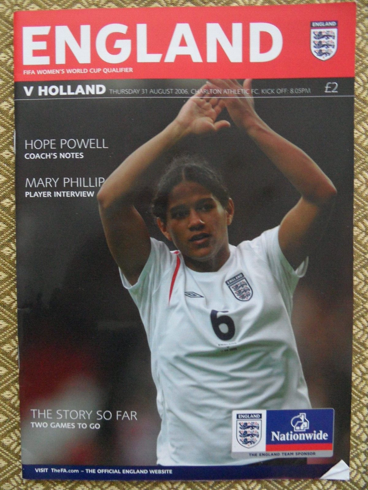 ENGLAND WOMEN v HOLLAND LADIES (31/8/2006) World Cup Qualifier at CHARLTON FC for sale on Ebay