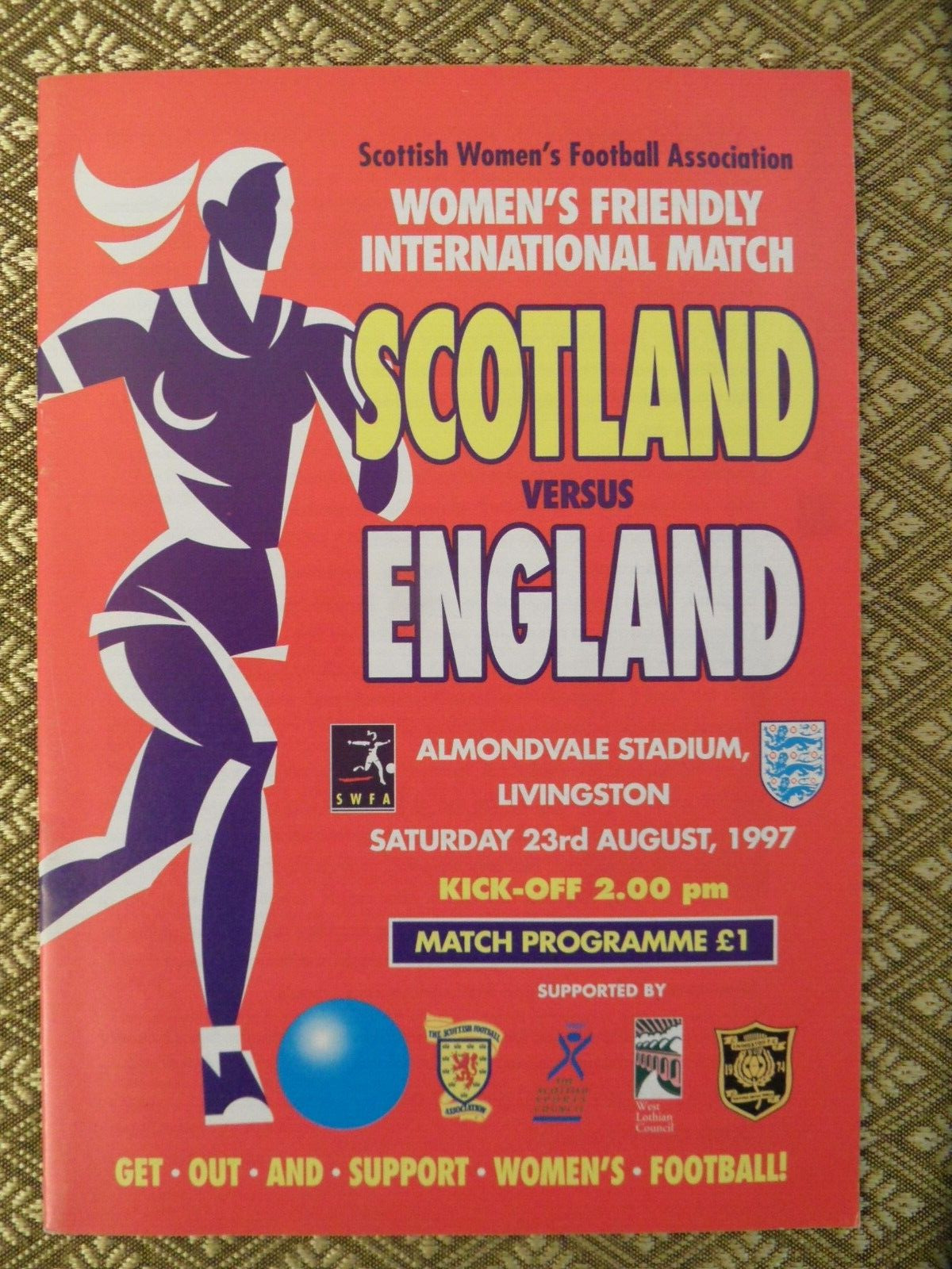 SCOTLAND LADIES v ENGLAND WOMEN (23/8/1997) International at LIVINGSTON F.C. for sale on Ebay