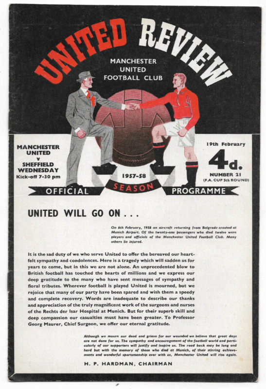1957/58 FA Cup 5th Round - MANCHESTER UNITED v SHEFFIELD WEDNESDAY blank + token for sale on Ebay