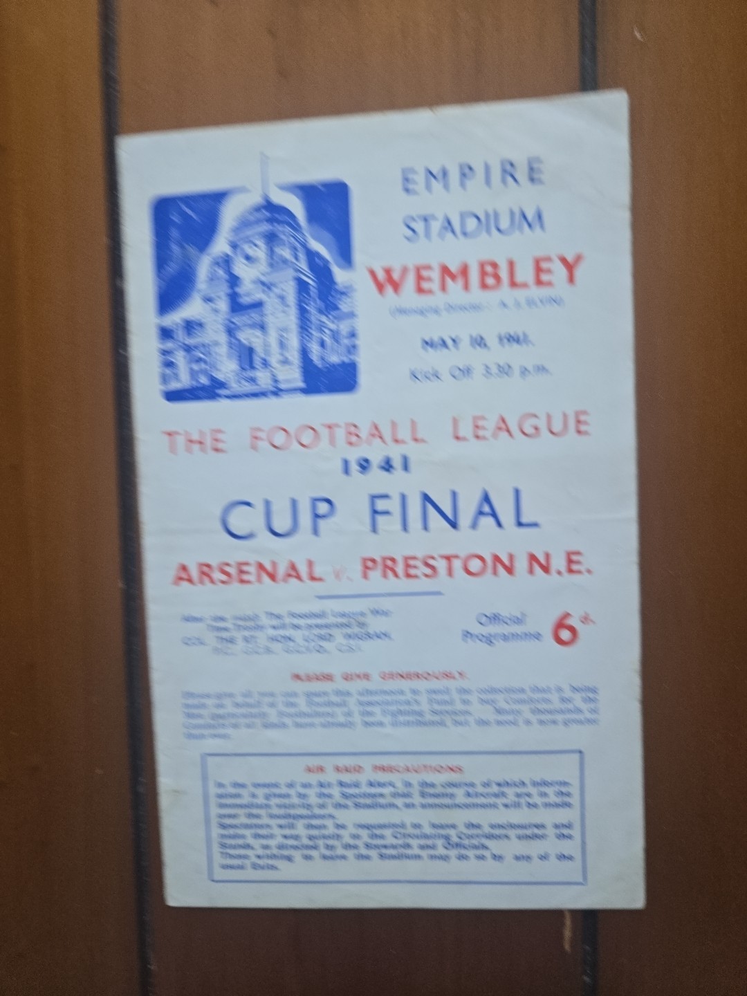 1941 Fa War Cup Final Arsenal V Preston for sale on Ebay