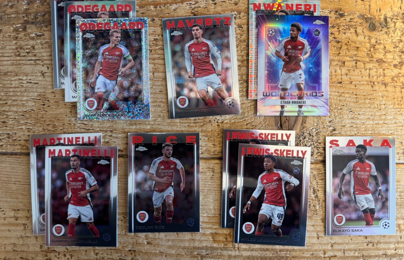 ARSENAL FC Topps Chrome UCC Base Bundle Inserts Rookie Nwaneri Lewis Skelly 2025 for sale on Ebay
