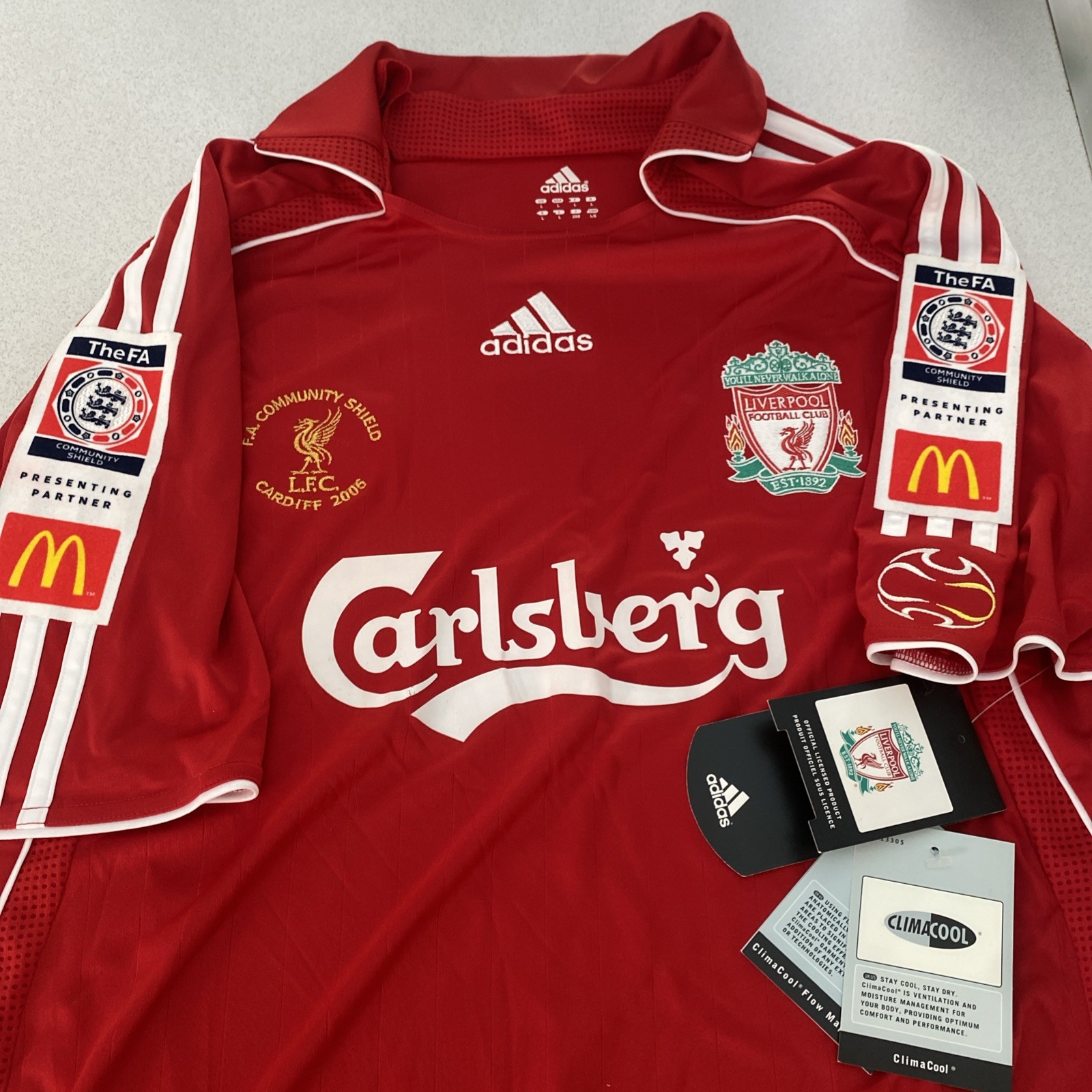 LIVERPOOL FC FOOTBALL CLUB 2006 RED HOME SHIRT ADIDAS L CARLSBERG for sale on Ebay