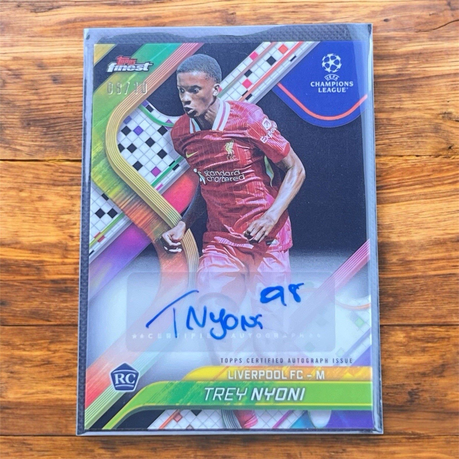 Topps Finest 24/25 Trey Nyoni Auto /10 Liverpool MASSIVE ROOKIE CHASE for sale on Ebay