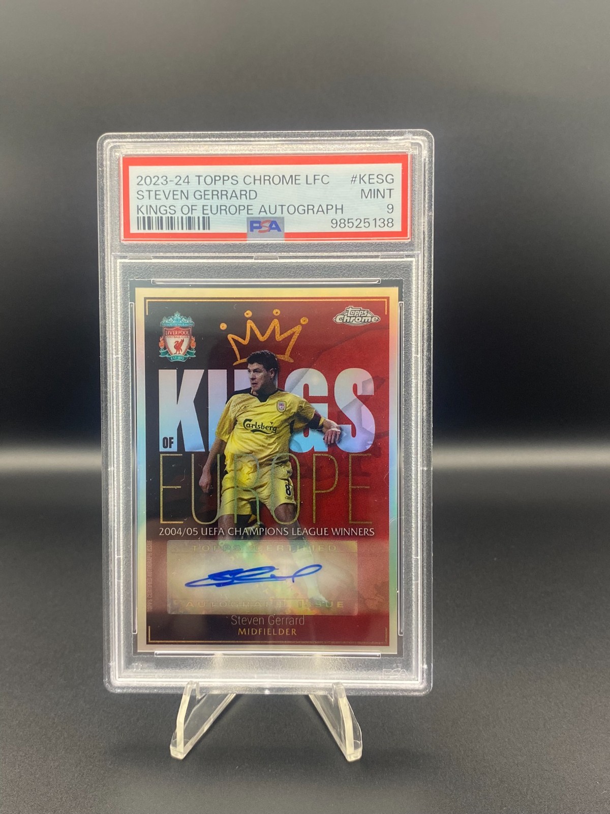 2023-24 Topps Chrome LFC Liverpool FC Steven GERRARD Kings of Europe Auto PSA 9 for sale on Ebay