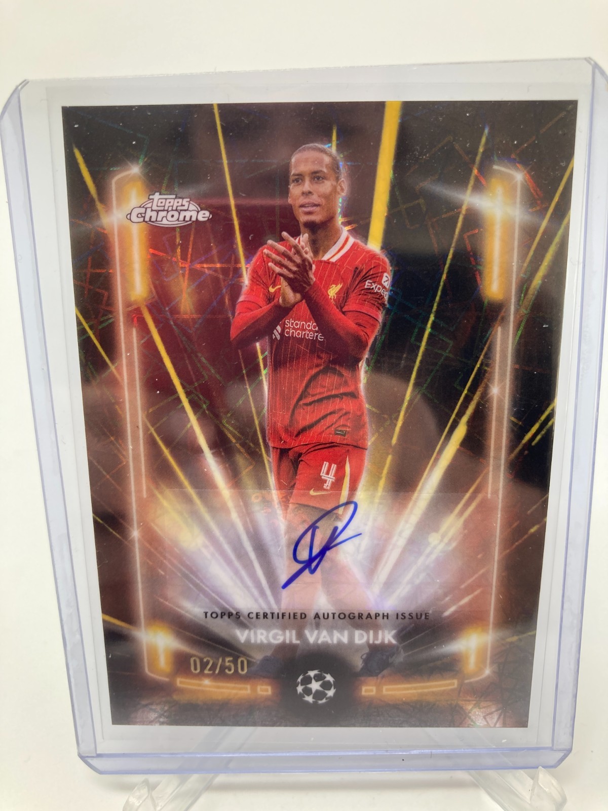 TOPPS CHROME  24/25 VIRGIL VAN DIJK LIVERPOOL BLACK LAZER AUTO 2/50.. for sale on Ebay