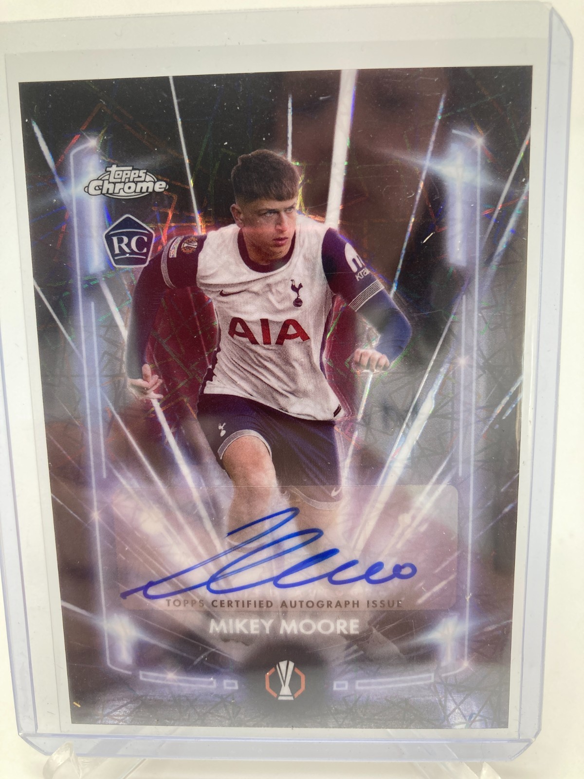 TOPPS CHROME  24/25 MIKEY MOORE TOTTENHAM BLACK LAZER AUTO . for sale on Ebay