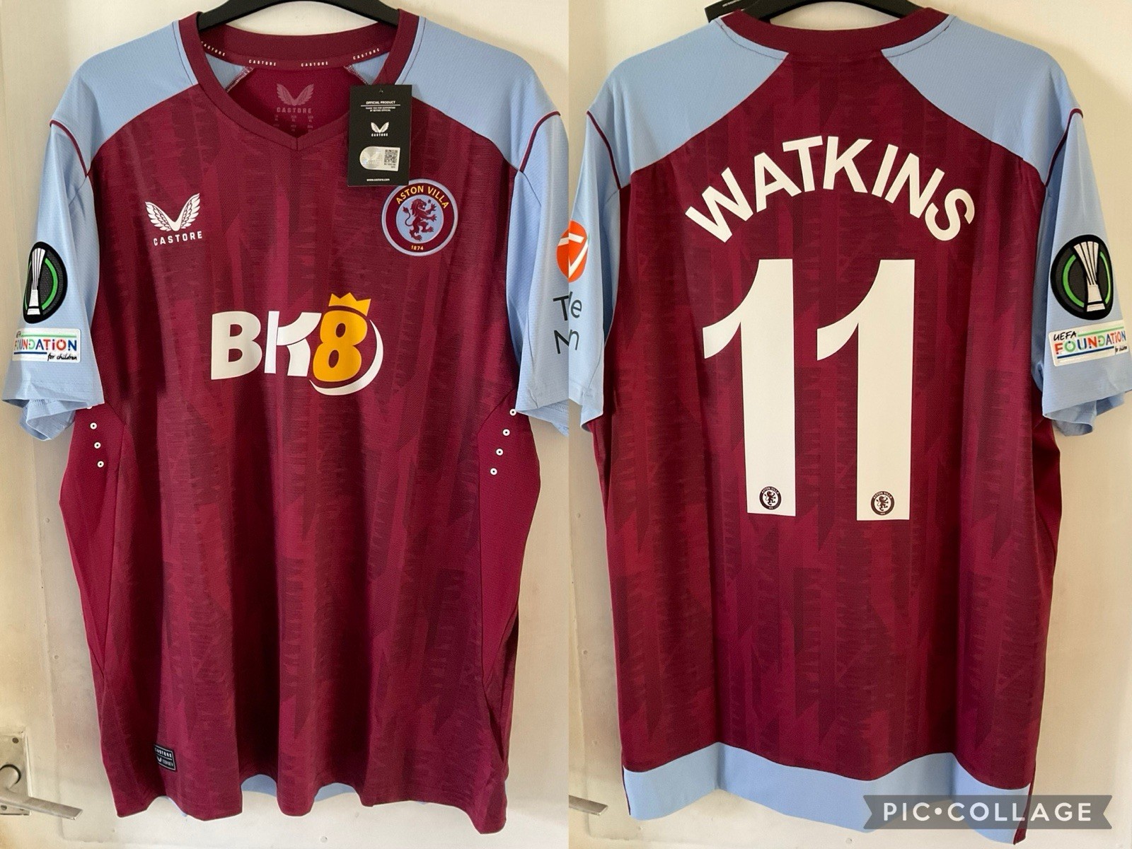 Aston Villa Player Pro 2023/2024 Home Europa Conference League Adults XL WATKINS for sale on Ebay
