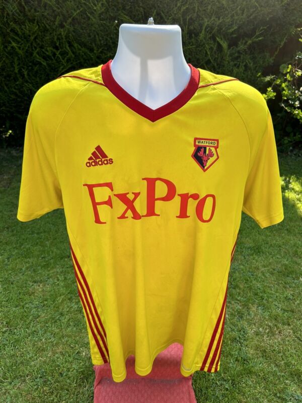 Watford FC 2017/2018 Adidas Home Hughes #19 Football Shirt Mens Large for sale on Ebay