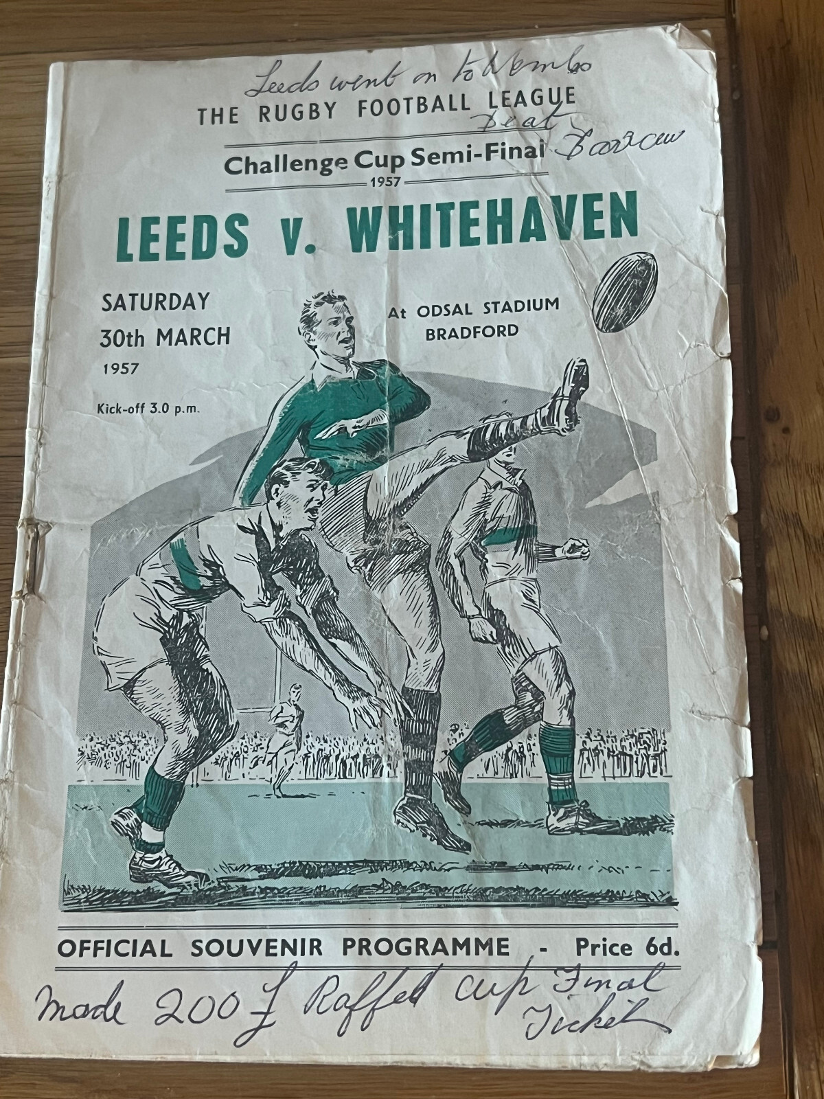 1957 Challenge Cup Semi-Final. Leeds v Whitehaven. 30th March 1957 for sale on Ebay