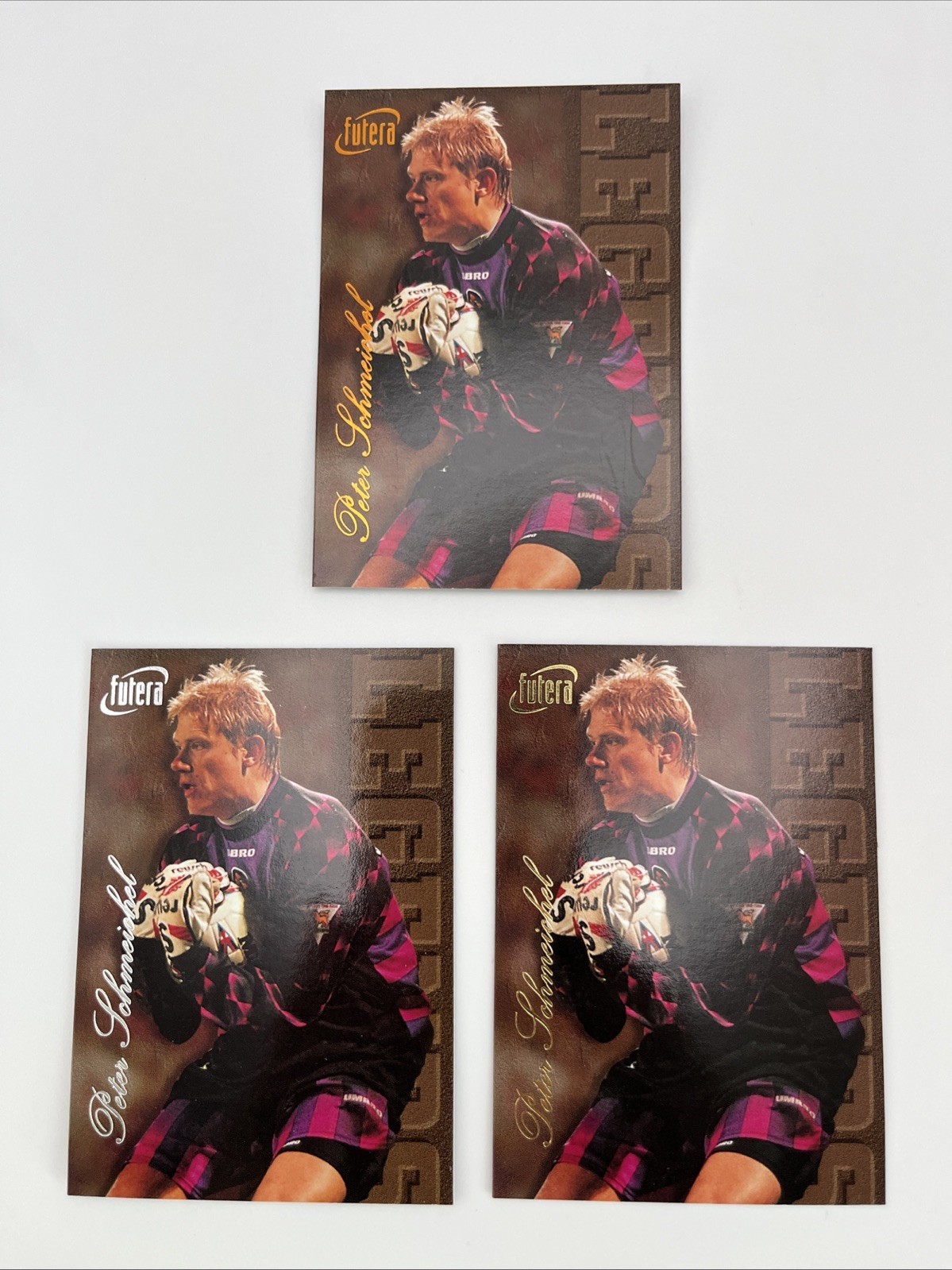 Manchester United Peter Schmeichel Rare Gold,Silver & Bronze 7/250 Legends Cards for sale on Ebay