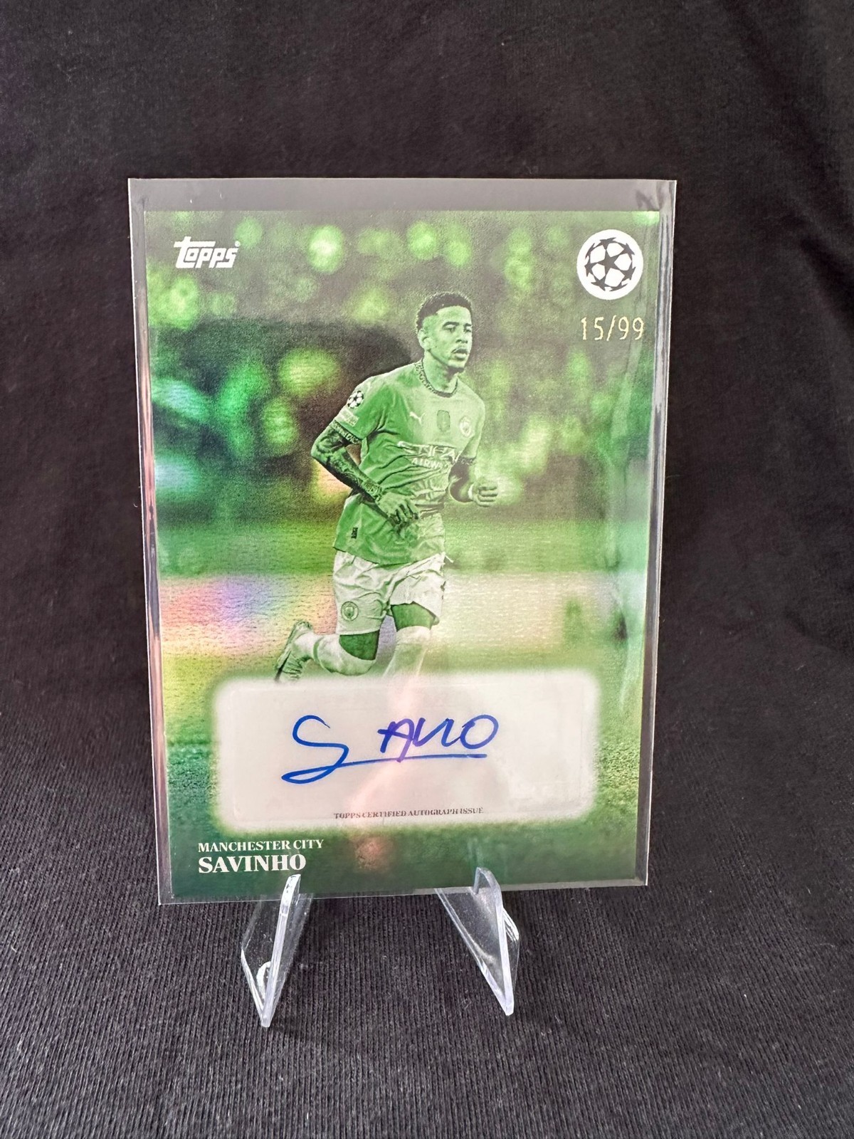 2024-25 Topps Simplicidad SAVINHO Green Auto /99 Manchester CIty MCI for sale on Ebay