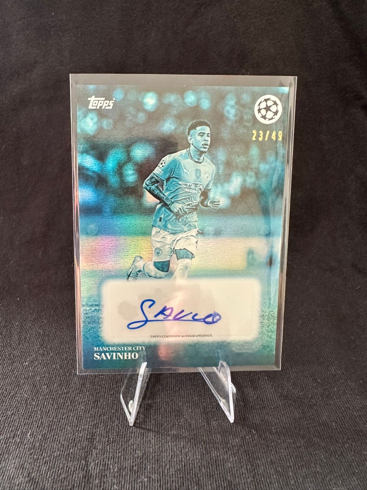 2024-25 Topps Simplicidad SAVINHO Blue Auto /49 Manchester CIty MCI for sale on Ebay
