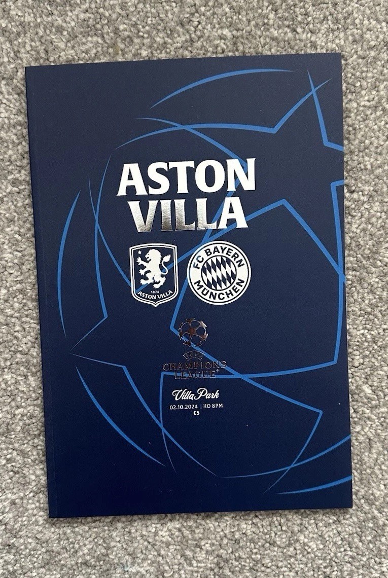 Aston Villa Vs Bayern Munich UEFA Champions League Match programme for sale on Ebay