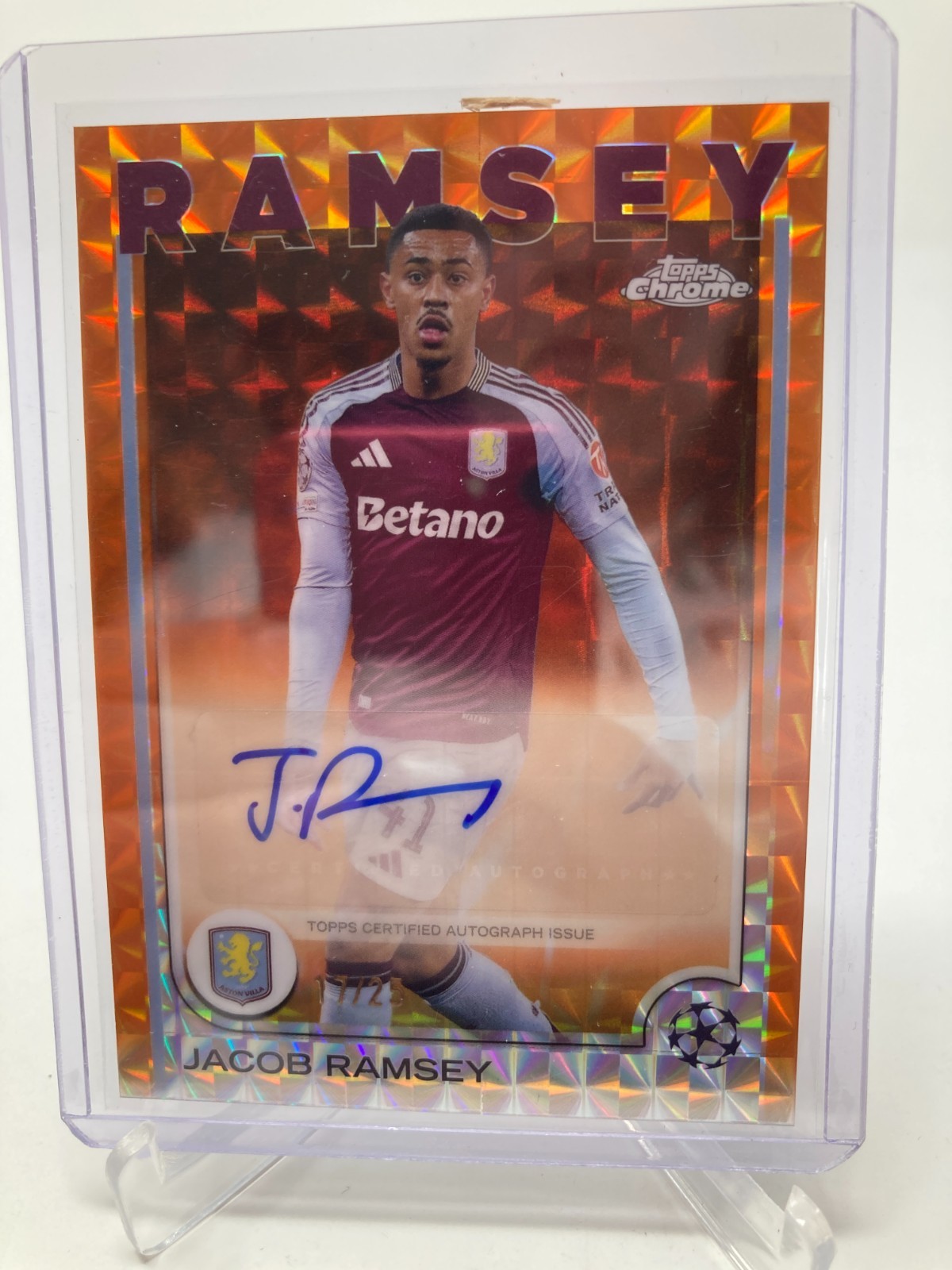 TOPPS CHROME  24/25 JACOB RAMSEY ASTON VILLA AUTO 17/25. for sale on Ebay