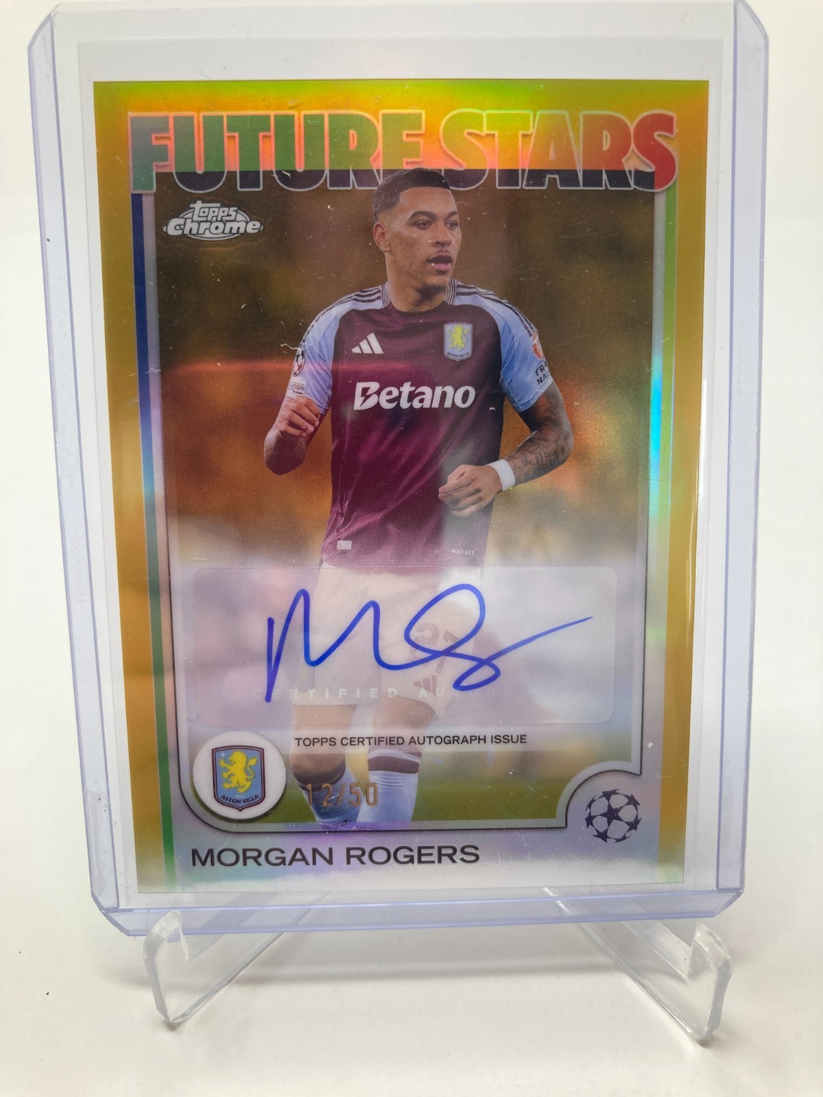 TOPPS CHROME  24/25 MORGAN ROGERS ASTON VILLA AUTO 12/50. for sale on Ebay