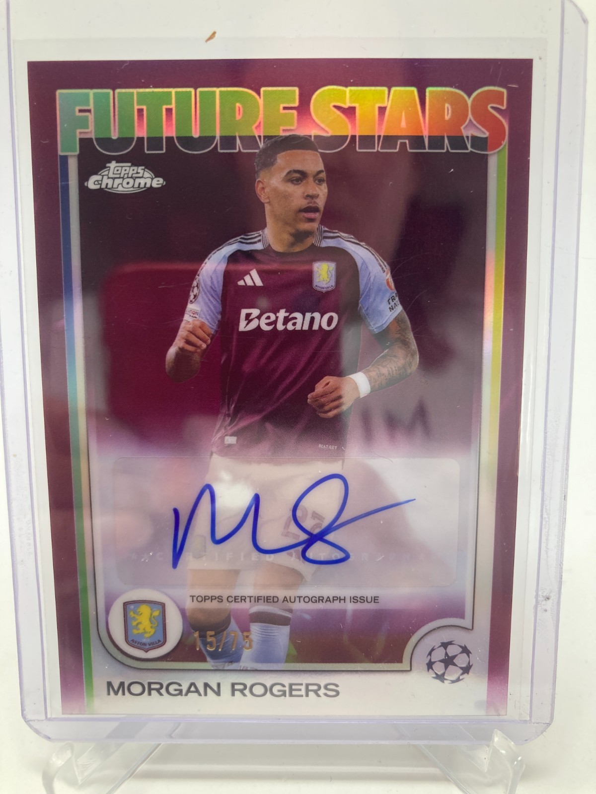TOPPS CHROME  24/25 MORGAN ROGERS ASTON VILLA AUTO 15/75. for sale on Ebay