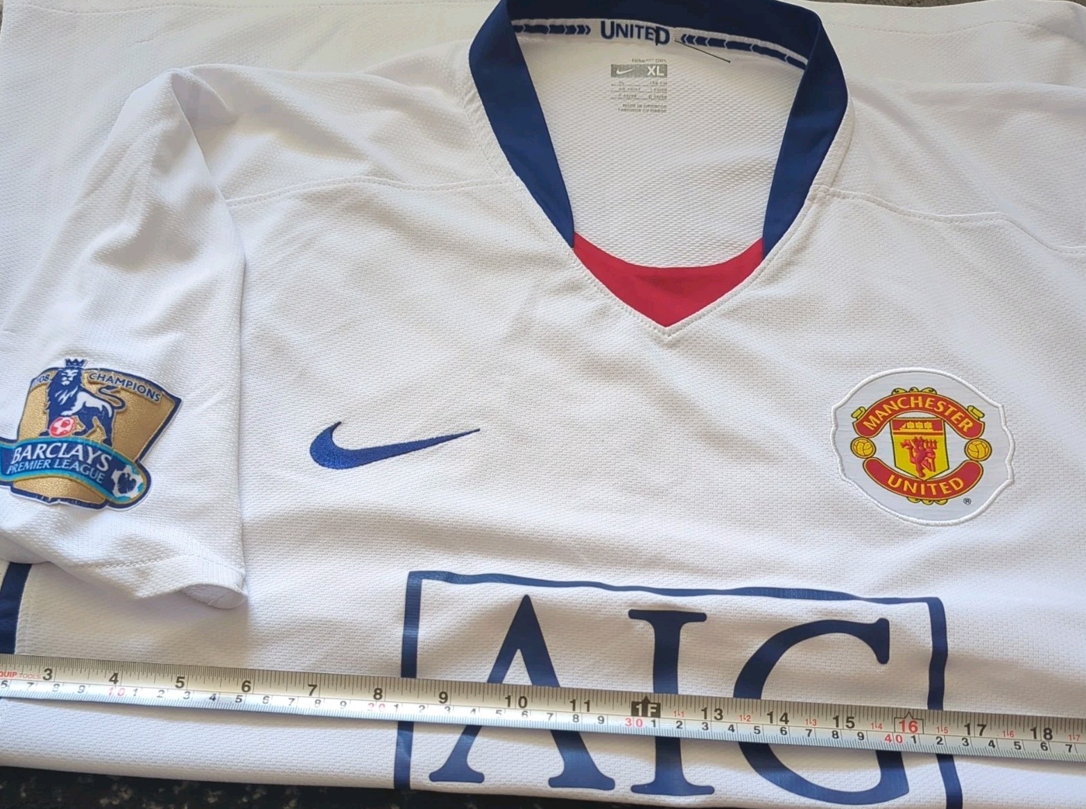 Manchester United Vintage Nike Football Shirt XL Mens Man Utd AIG White Top 2008 for sale on Ebay