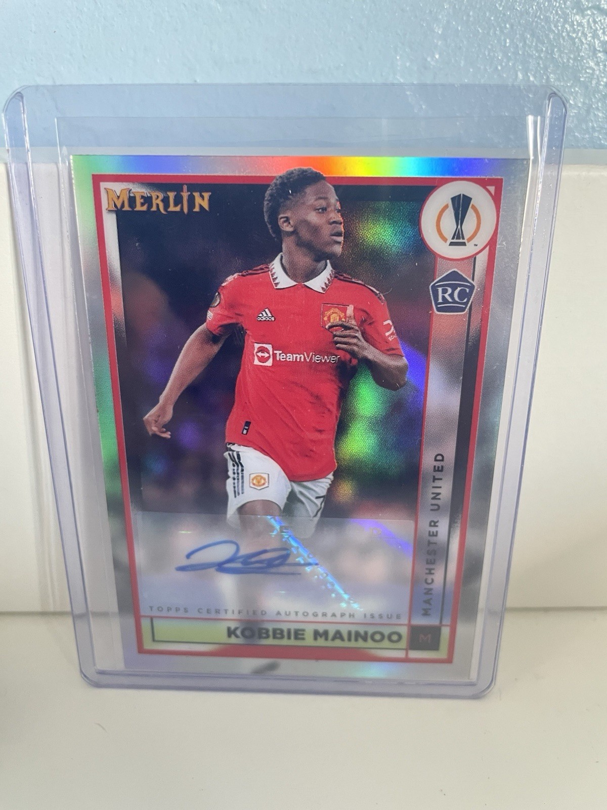 Topps Merlin Ucc 22/23 Kobbie Mainoo Rookie Rc Auto Manchester United for sale on Ebay