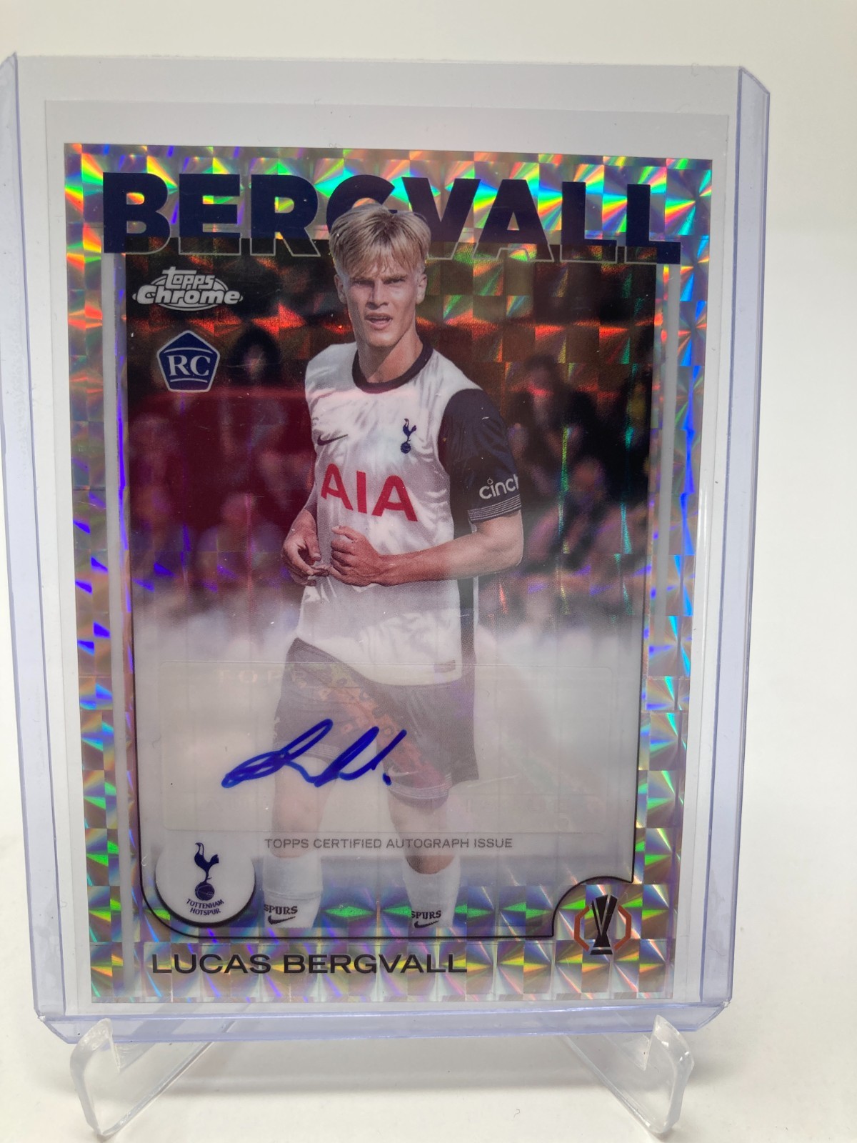 TOPPS CHROME  24/25 LUCAS BERGVALL TOTTENHAM AUTO GEOMETRIC. for sale on Ebay