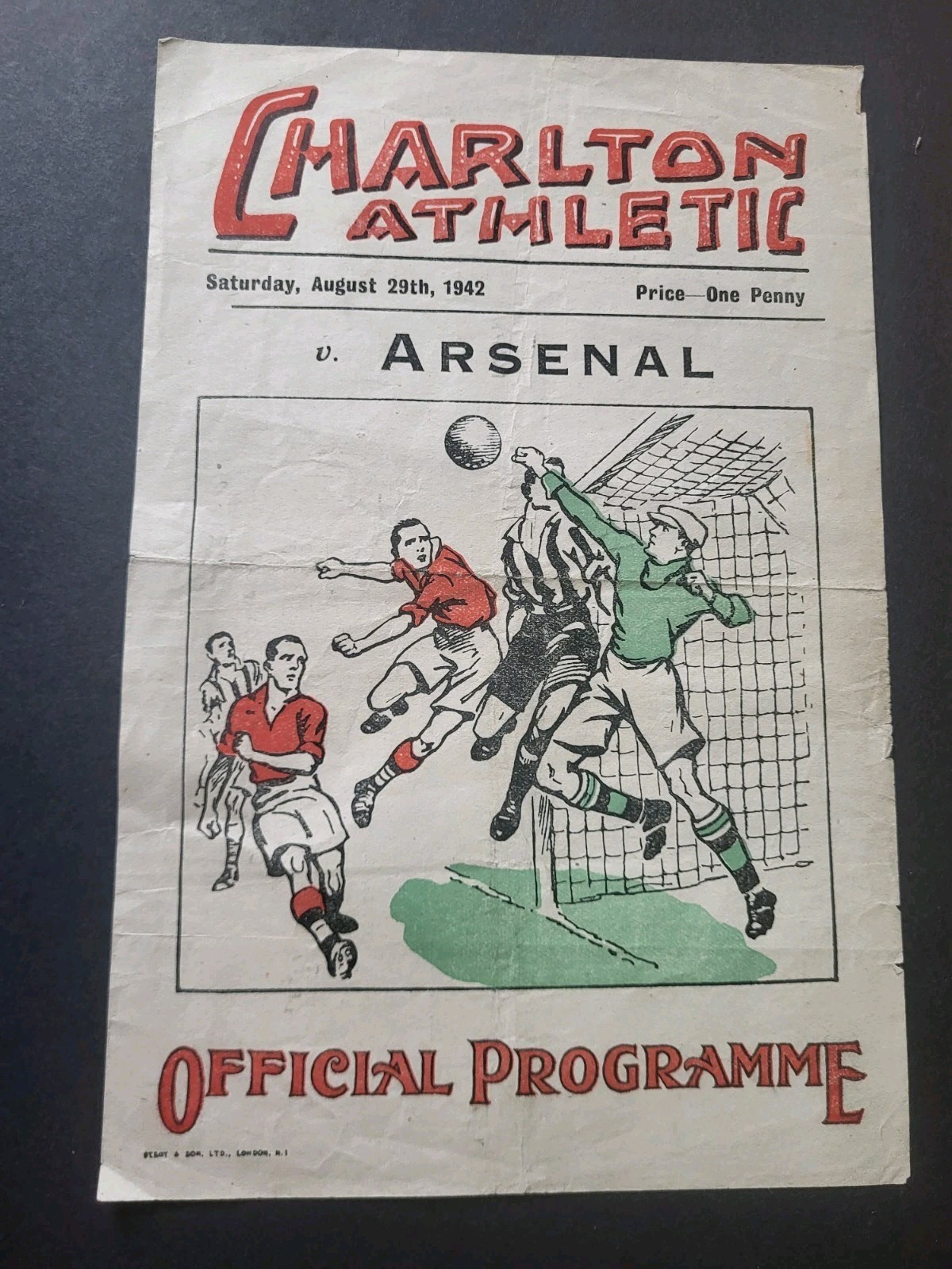 Charlton Athletic v Arsenal Football League (South) (NB) 1942/43 Free Postage for sale on Ebay