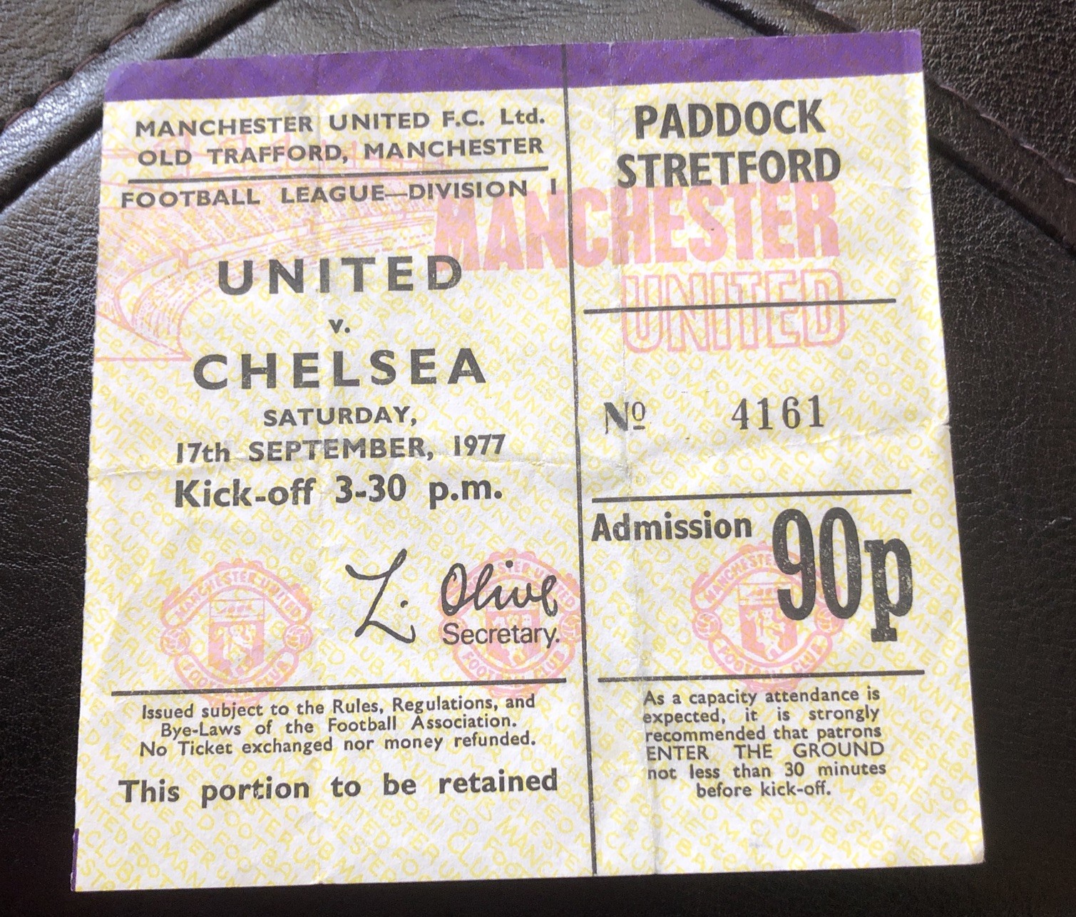Manchester United v Chelsea 17/9/77 League Div 1 for sale on Ebay