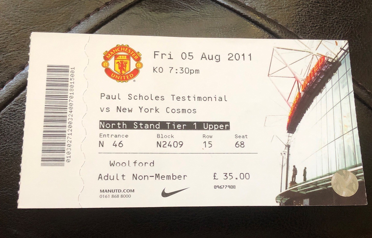 Manchester United v New York Cosmos 5/8/11 PAUL SCHOLES TESTIMONIAL UNUSED for sale on Ebay