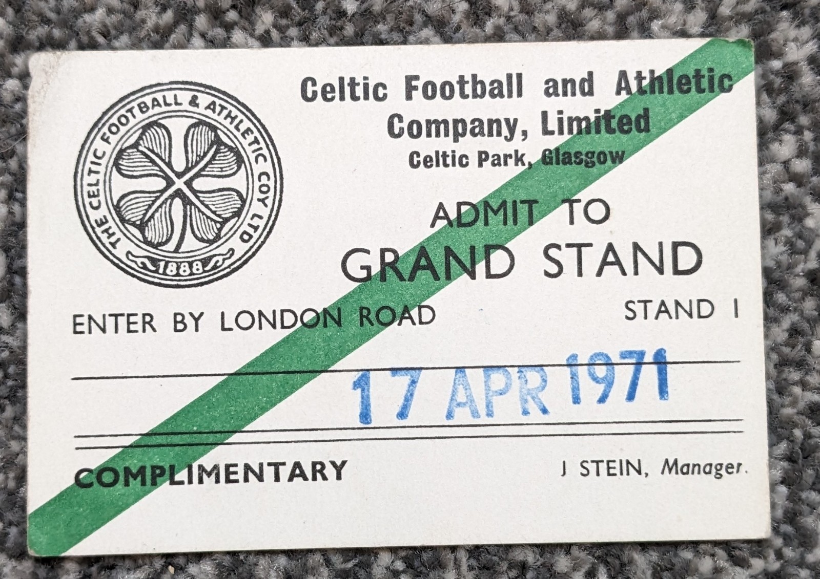 Celtic Reserves v Aberdeen Reserves 17 April 1971 Complimentary Ticket Stub for sale on Ebay