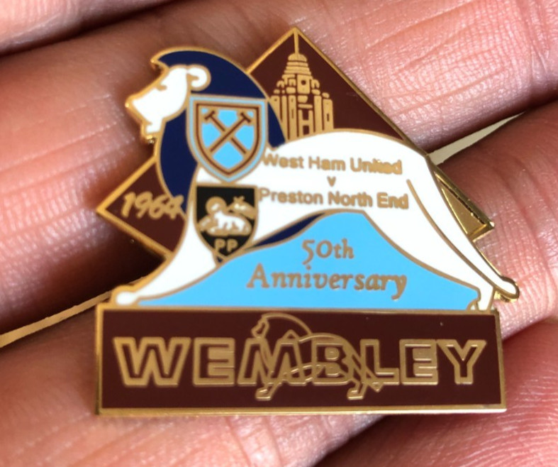 RARE WEST HAM UNITED v PRESTON 1964 WEMBLEY 50th ANNIVERSARY  ENAMEL PIN BADGE for sale on Ebay