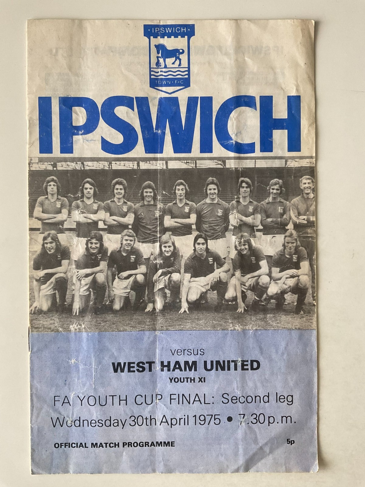 IPSWICH TOWN V WEST HAM UNITED. 30TH APRIL 1975. FA YOUTH CUP FINAL 2ND LEG. for sale on Ebay