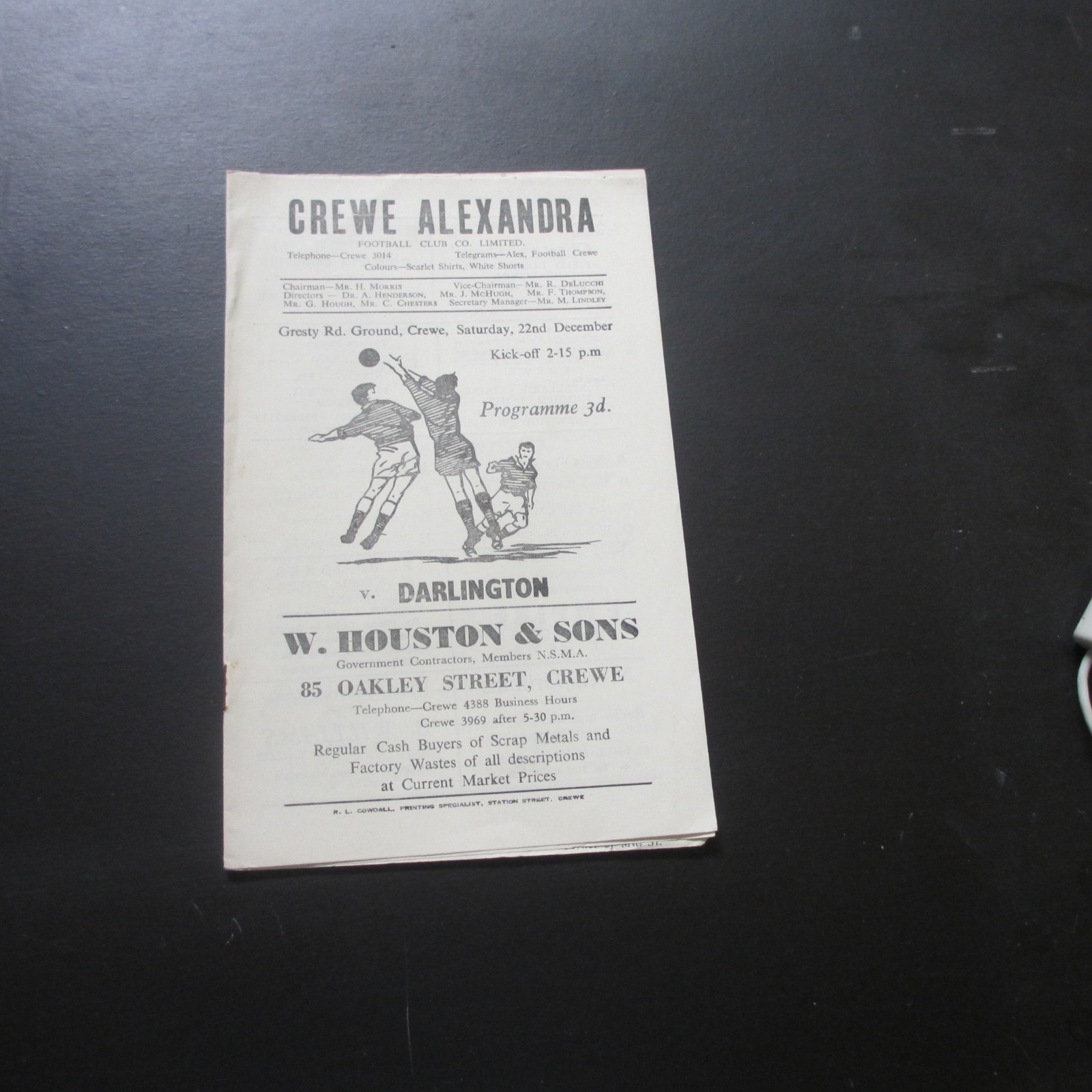 Crewe v Darlington Div 3 North 1956/7 for sale on Ebay