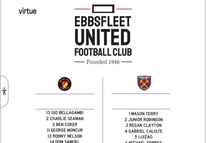 Ebbsfleet Utd v West Ham Utd A4 Single Sided Colour Official Teamsheet  15/7/25 for sale on Ebay