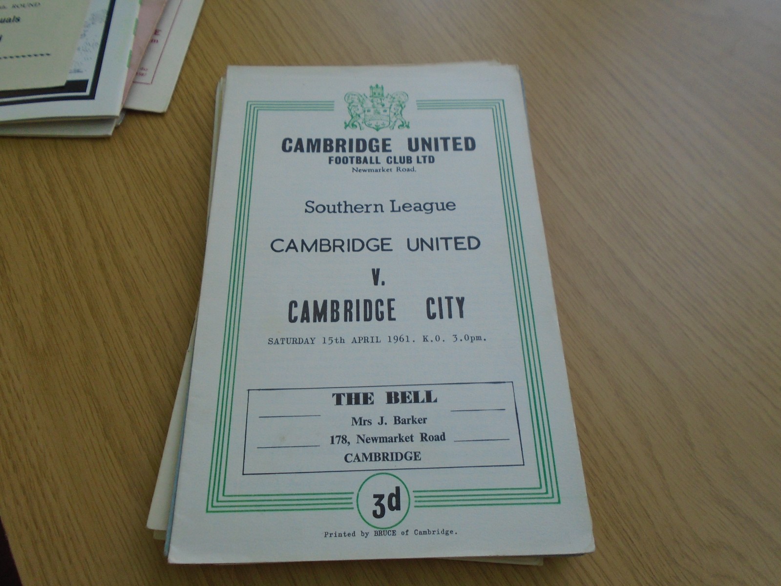 CAMBRIDGE UNITED V CAMBRIDGE CITY 1960-1 for sale on Ebay