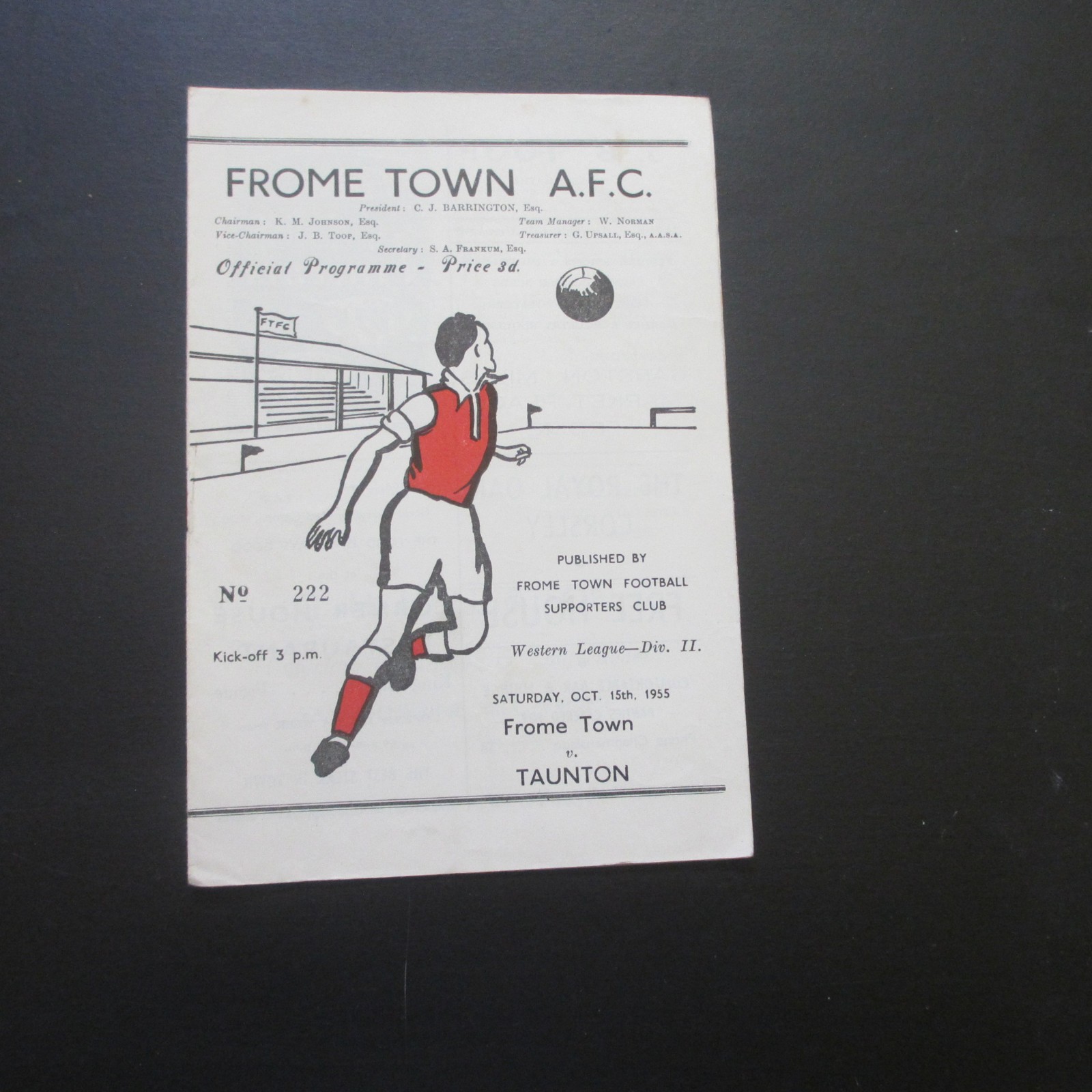 Frome Res v Taunton Western Lge 1955/6 for sale on Ebay