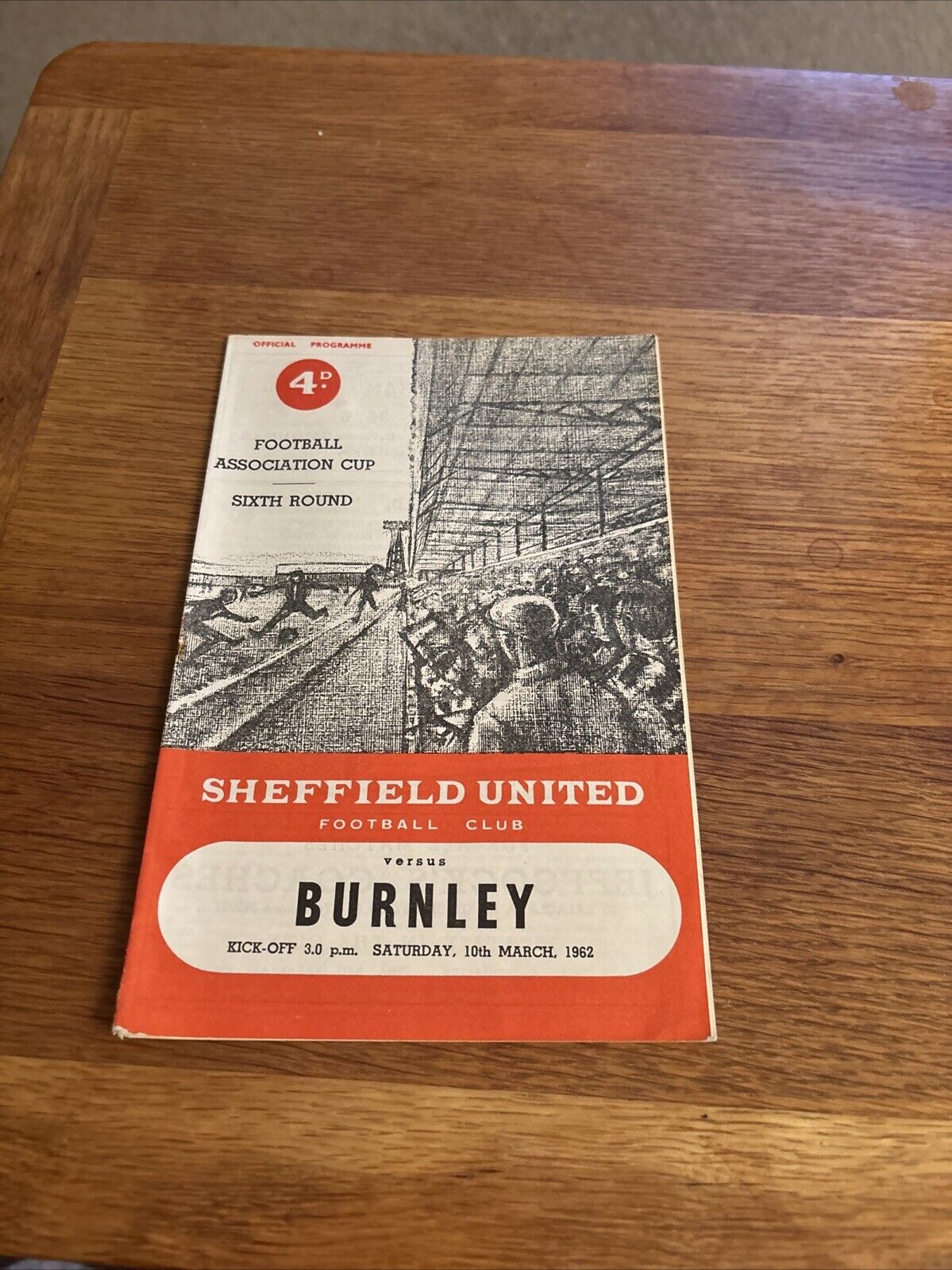 Sheffield United V Burnley 10/3/62 Sixth Round FA Cup  for sale on Ebay