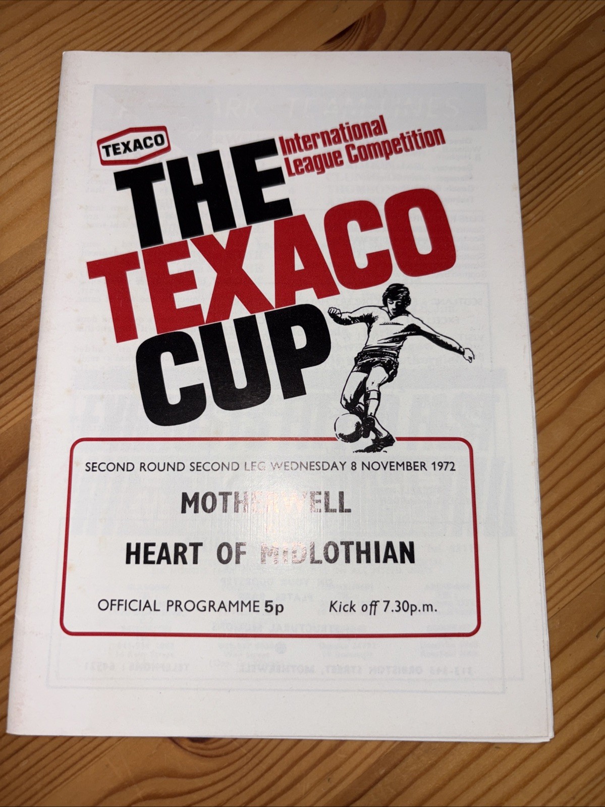 Motherwell FC v. Hearts FC Texaco Cup Match Programme: 08.11.1972 (MINT) for sale on Ebay