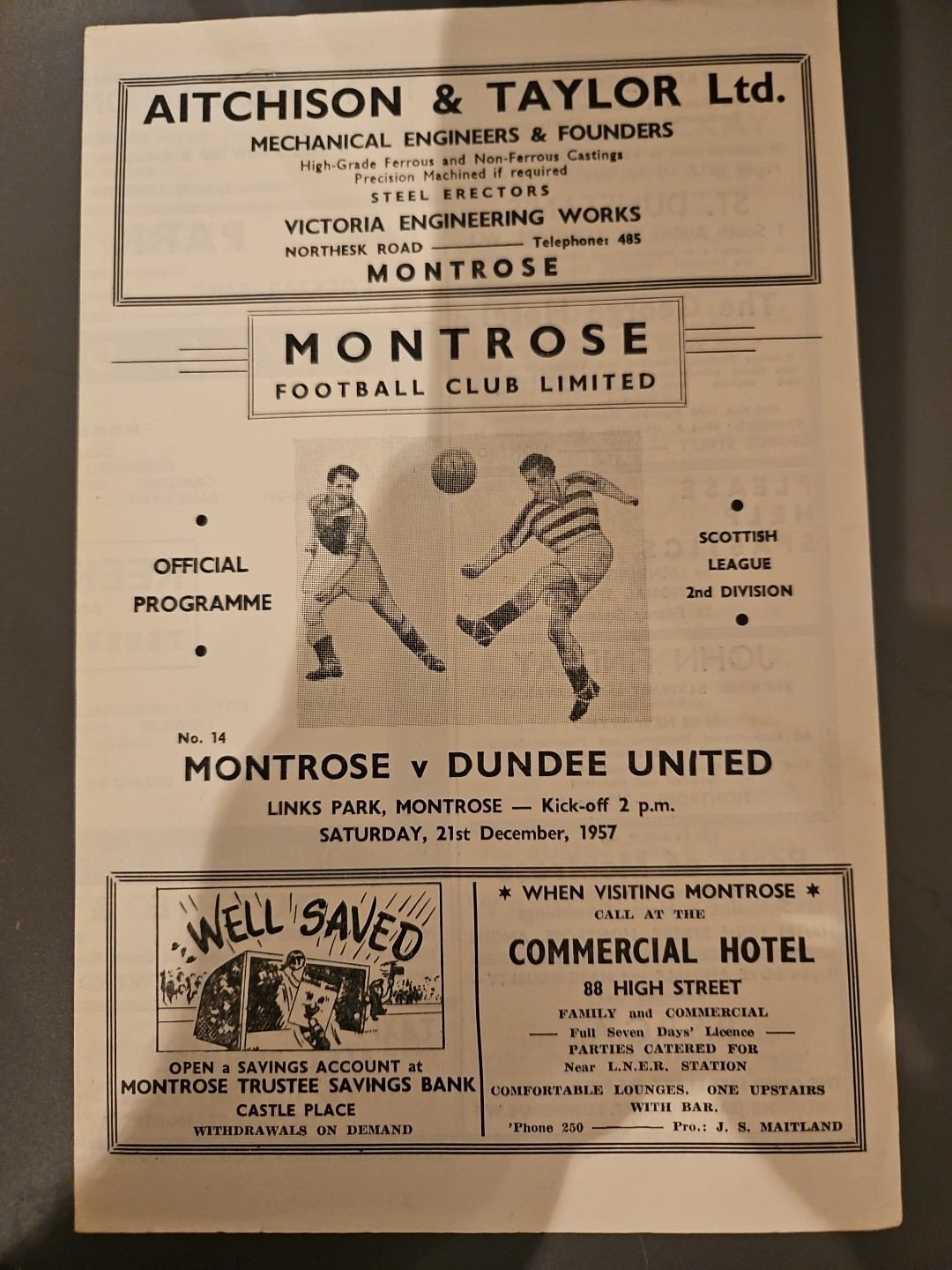 Montrose v Dundee United  1957/58 for sale on Ebay
