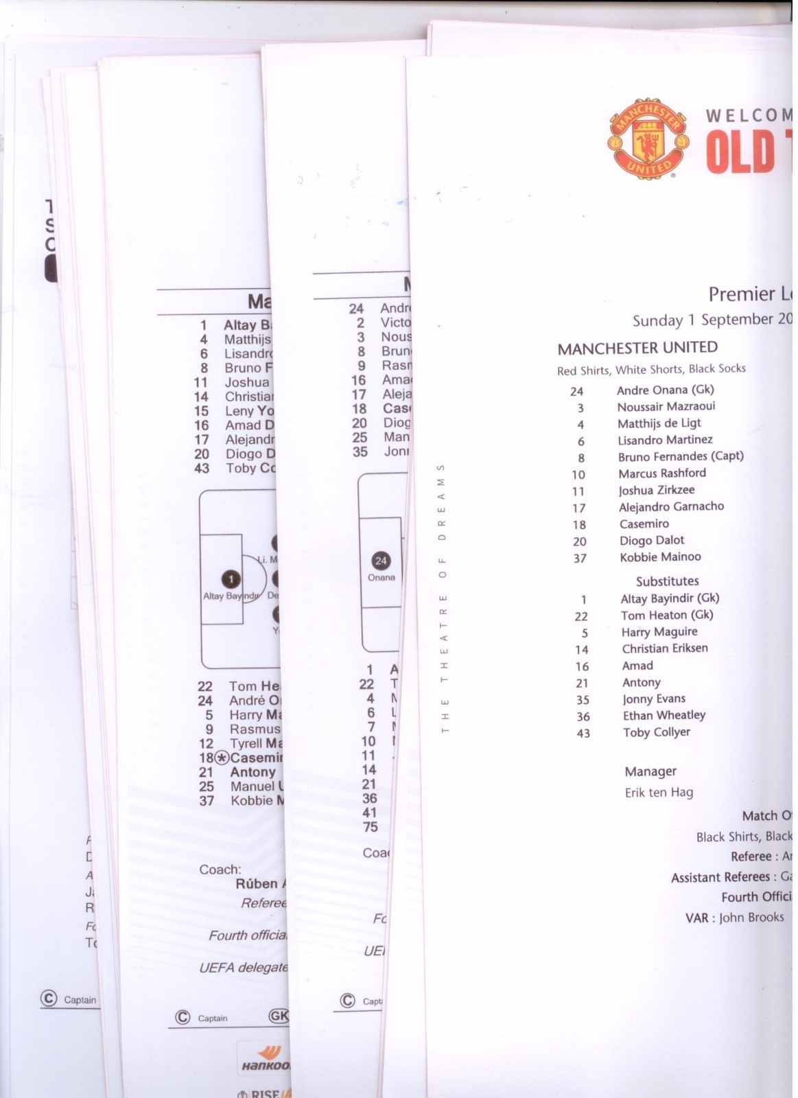 2024/25 - 27 x MANCHESTER UNITED HOME TEAMSHEETS for sale on Ebay