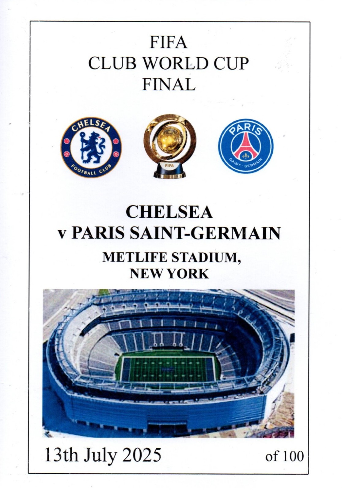 Mint Chelsea v Paris Saint-Germain World Club Cup final programme 13 July 2025 for sale on Ebay