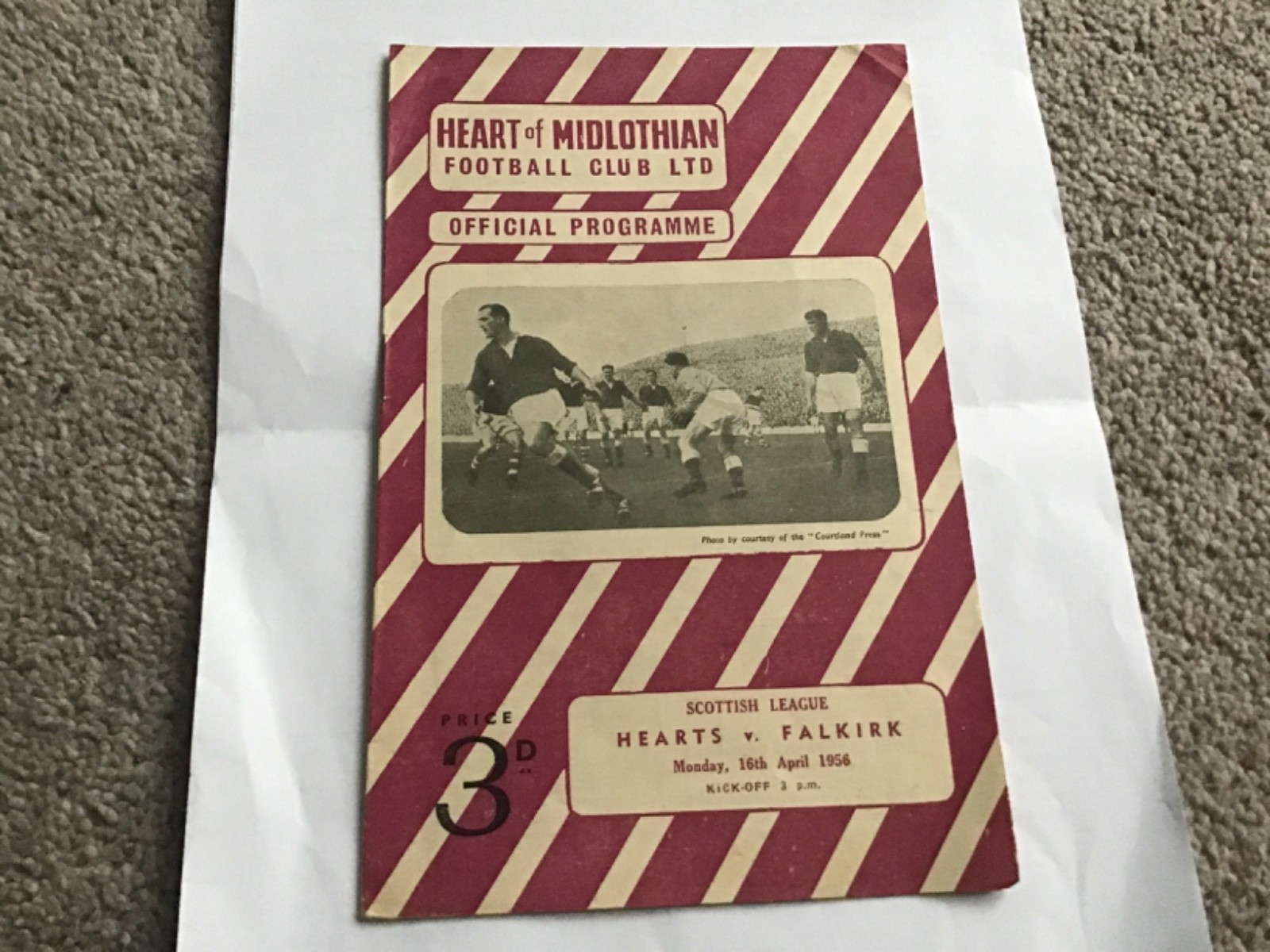 Hearts v Falkirk  Football  Programme 16/4/1956. for sale on Ebay