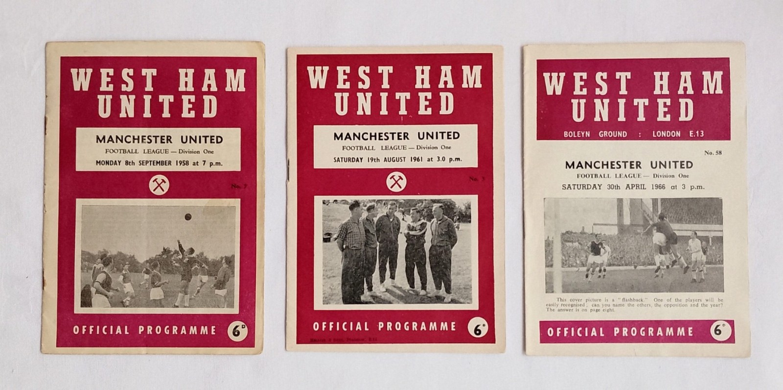 Vintage WEST HAM UNITED V MANCHESTER UNITED Football Programmes x 3 - CG H56  for sale on Ebay