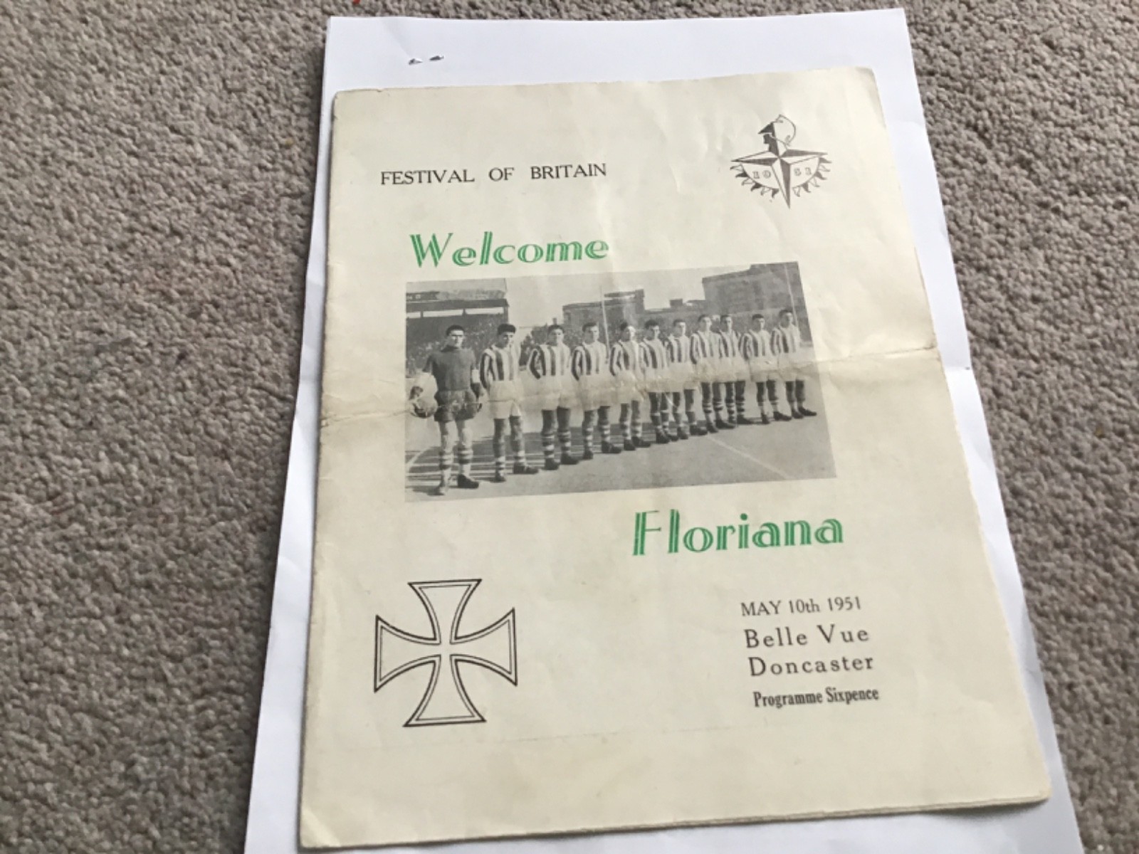Doncaster Rovers v Floriana Festival of Britain Football  Programme 10/5/1951. for sale on Ebay