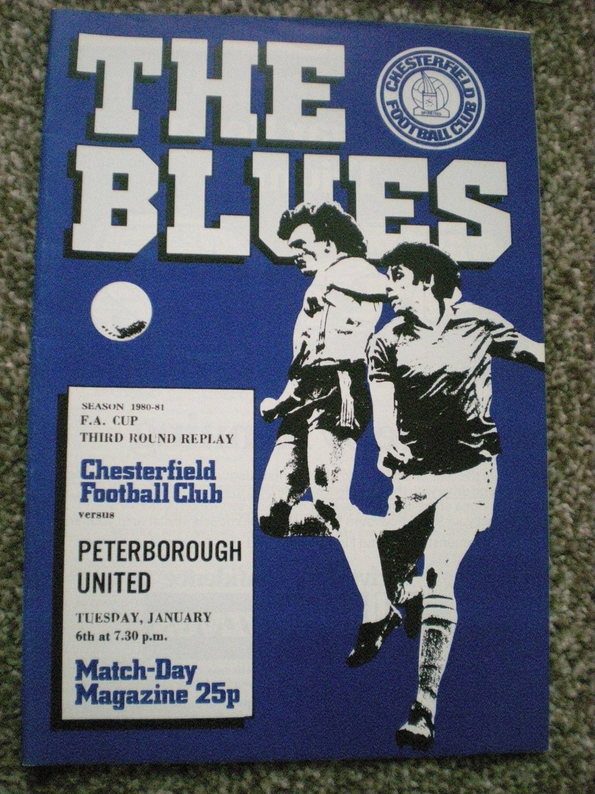 CHESTERFIELD v PETERBOROUGH UNITED, FA CUP, 6th JAN 81, NO WRITING/STAPLES, MINT for sale on Ebay