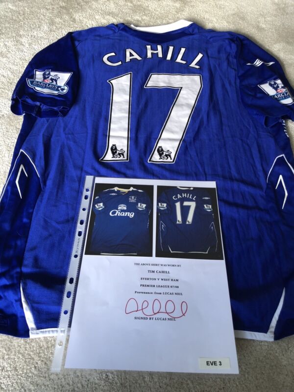 Match Worn Tim Cahill Everton vs West Ham Football Shirt  for sale on Ebay