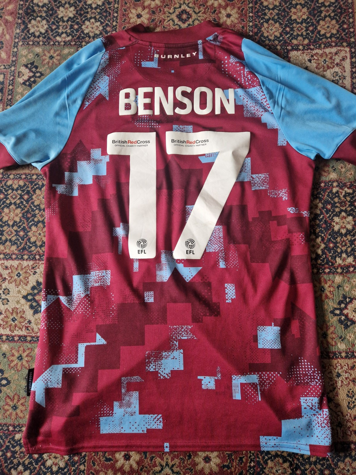 Burnley 2022/23 Home Player Match Issue Manuel Benson #17 Football Shirt EFL  for sale on Ebay