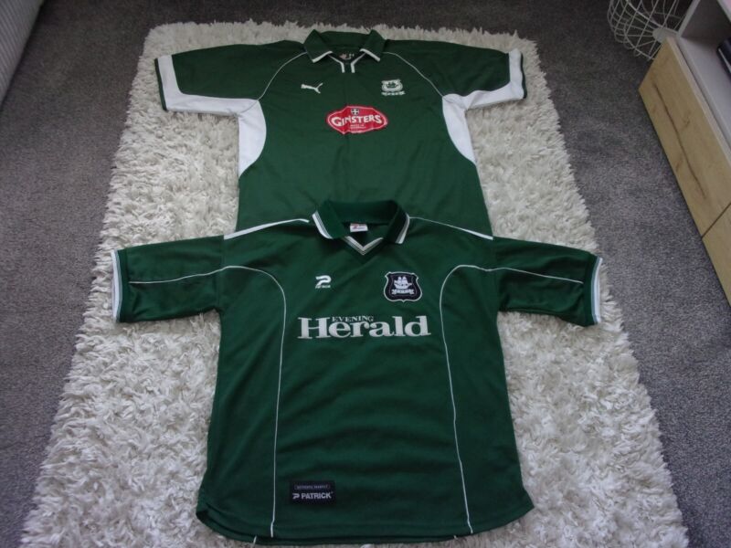 2 x Mens green Plymouth Argyle FootBall Shirts, size XL, Puma and Patrick. for sale on Ebay
