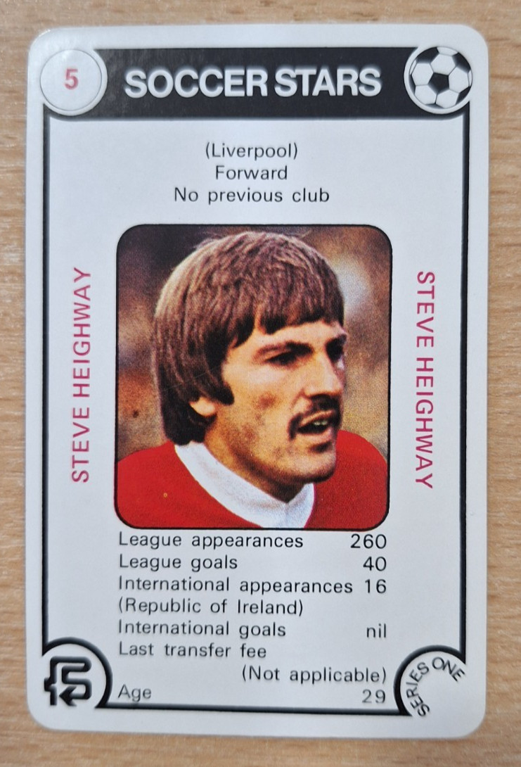 VINTAGE FKS TRUMP SOCCER STARS 1977/78 SERIES 1- STEVE HEIGHWAY - LIVERPOOL for sale on Ebay