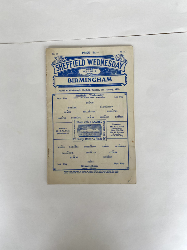 SHEFFIELD WEDNESDAY v BIRMINGHAM 1934 * Condition Football Programme* for sale on Ebay