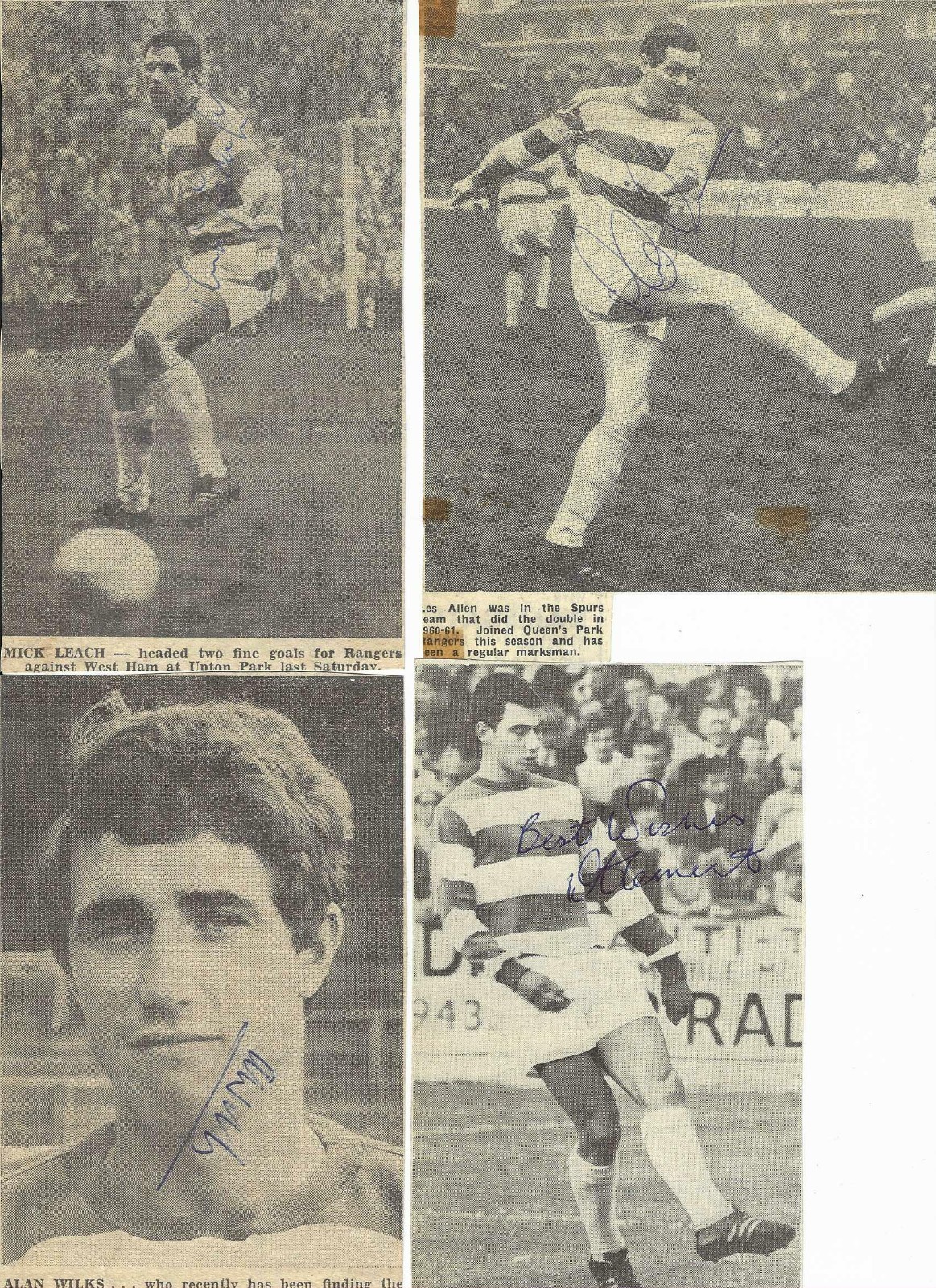 QPR - 60's x 4 - hand signed pictures for sale on Ebay