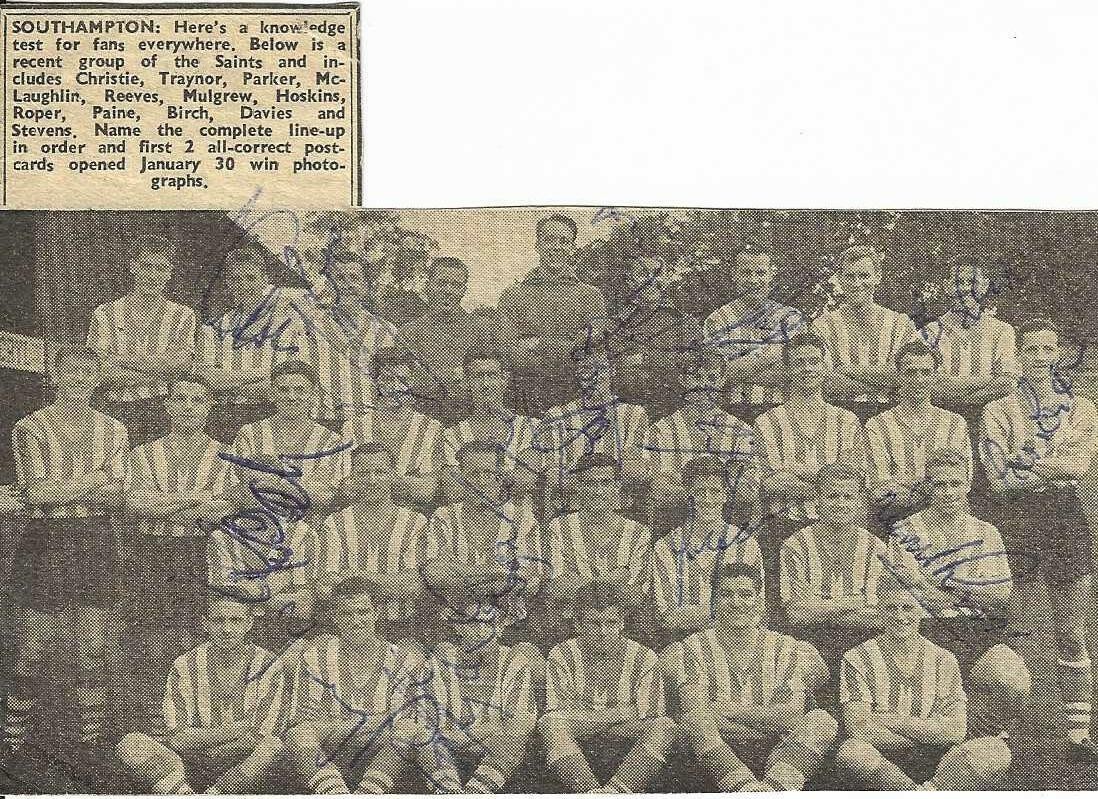 Southampton 1958/58 - hand signed by 13 for sale on Ebay